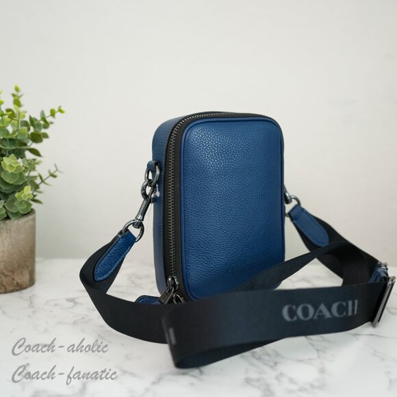NWT Coach CL948 Stanton Crossbody Bag In Refined Pebble Leather Deep Blue - Picture 3 of 12